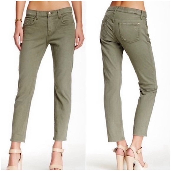 7 FOR ALL MANKIND Olive Distressed Jeans - Picture 1 of 10